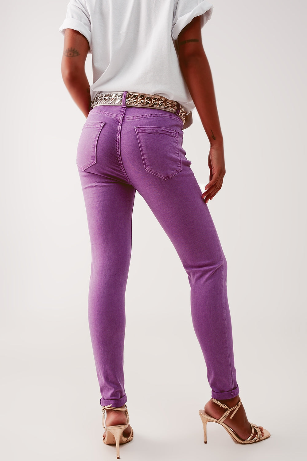 Vaqueros de talle alto color morado Q2