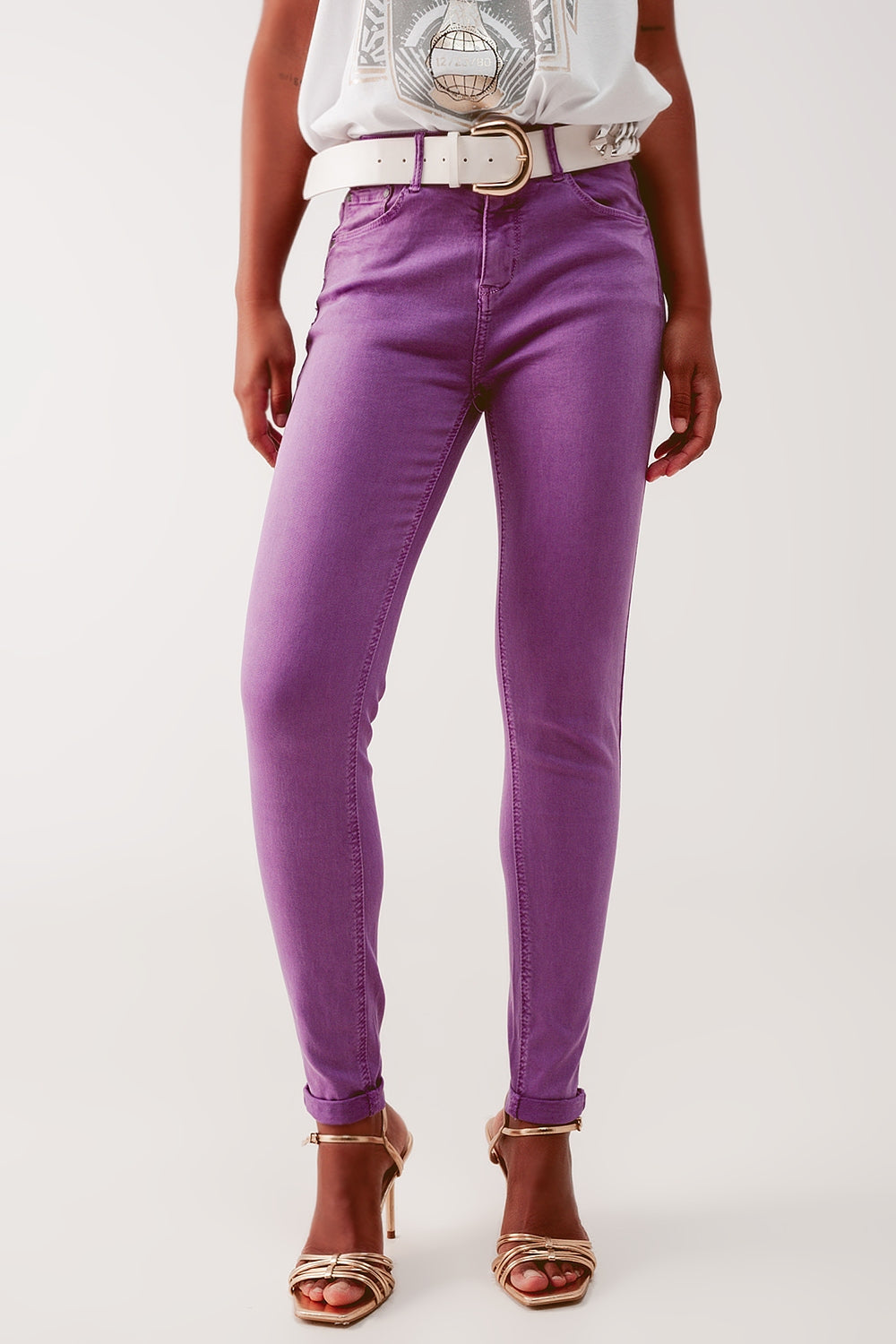 Vaqueros de talle alto color morado Q2