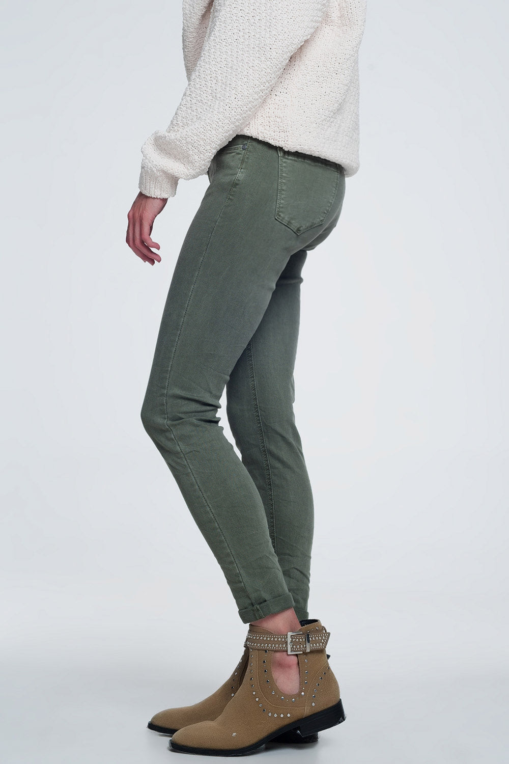 Vaqueros de talle alto color verde Q2