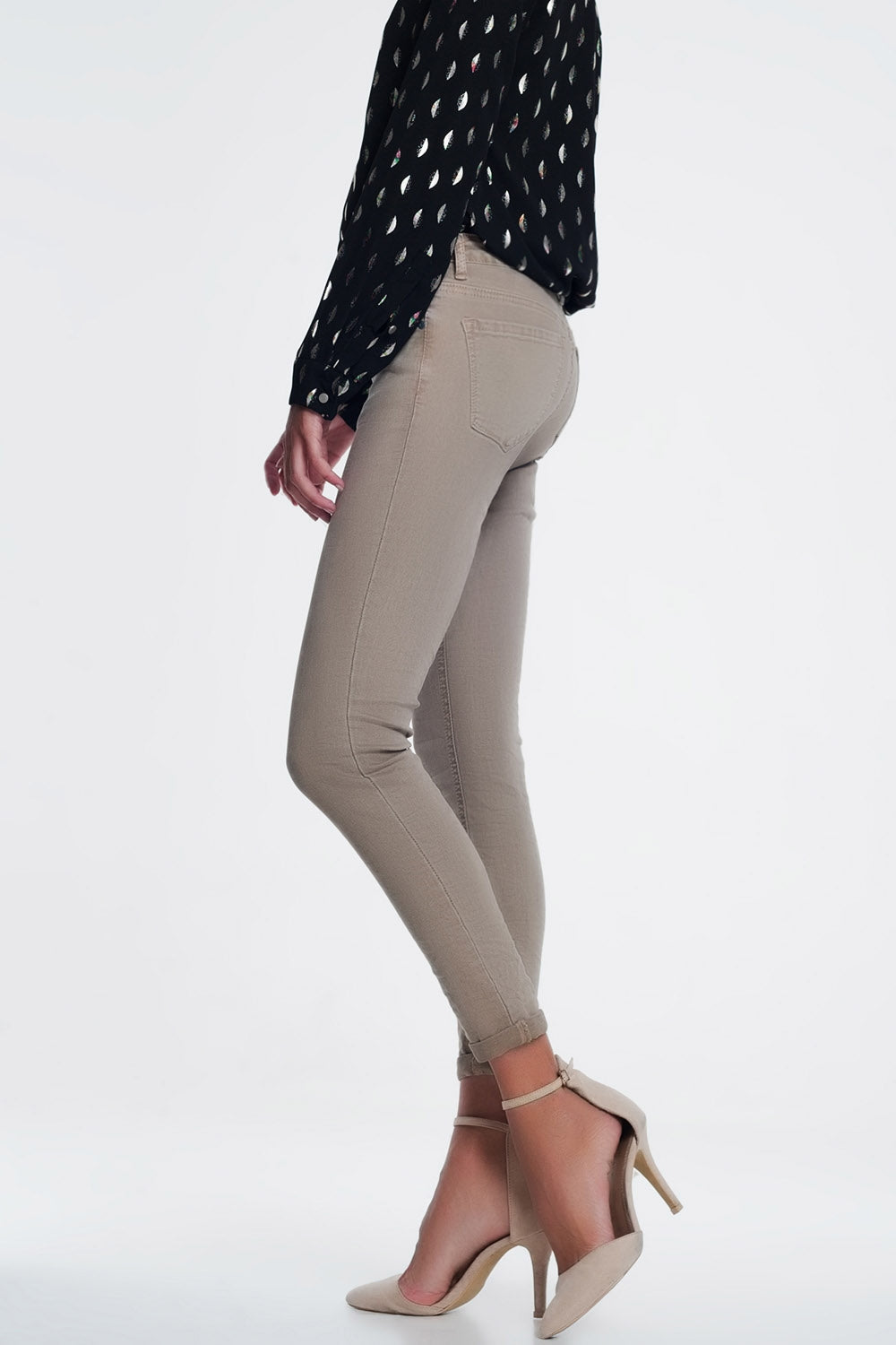 Vaqueros de talle alto en color beige Q2