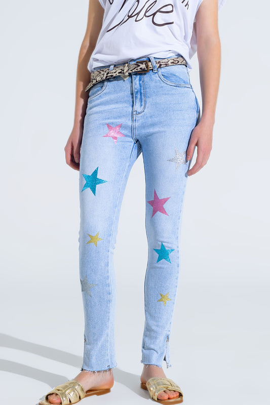 Q2 Vaqueros pitillo con estrellas en las piernas