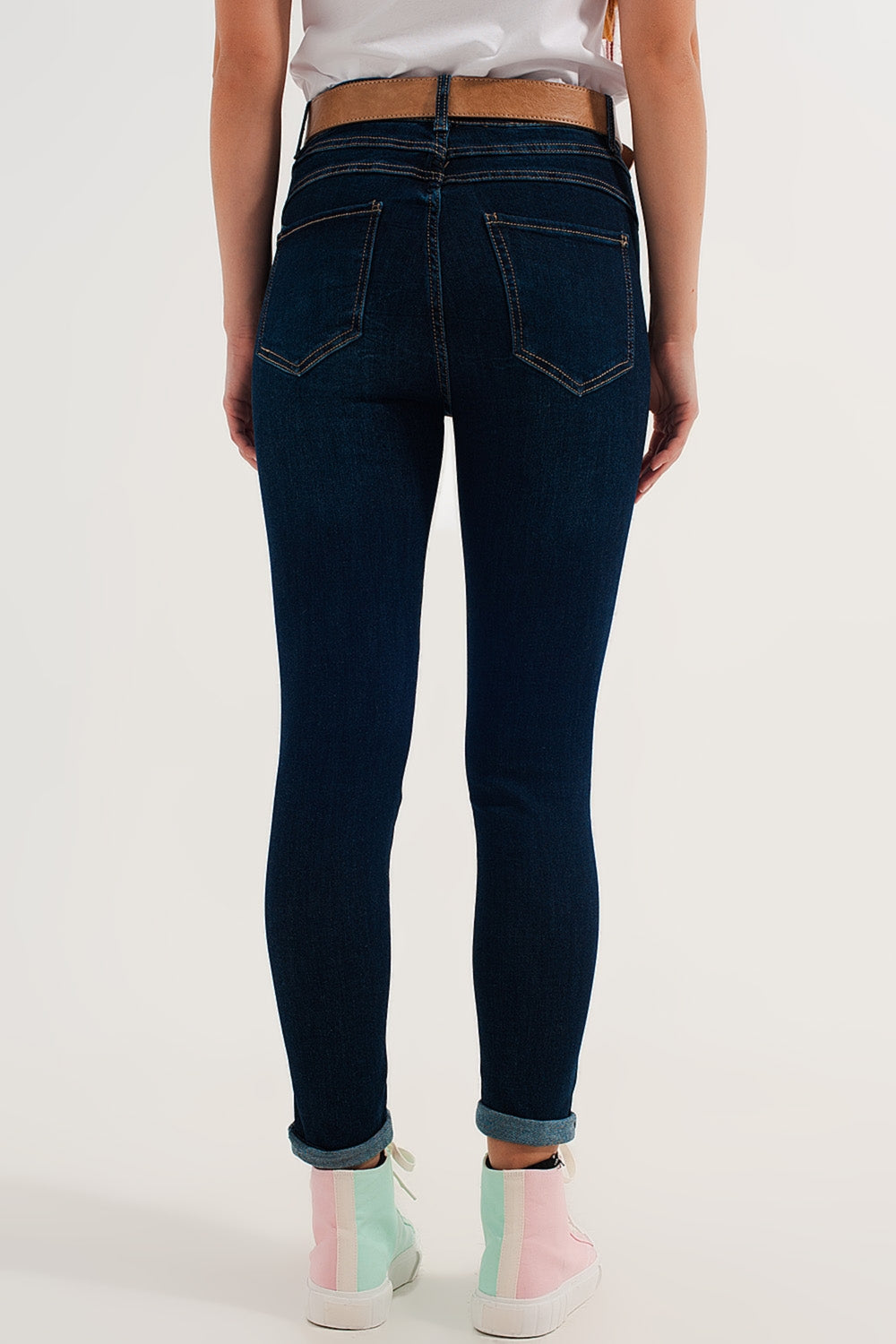 Vaqueros skinny azul medio elásticos de corte pitillo Q2