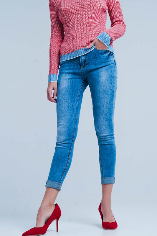 Q2 Vaqueros skinny con estampado de leopardo