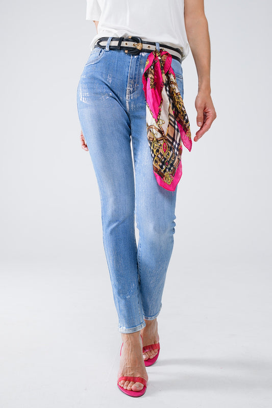 Q2 Vaqueros super skinny con efecto metalizado