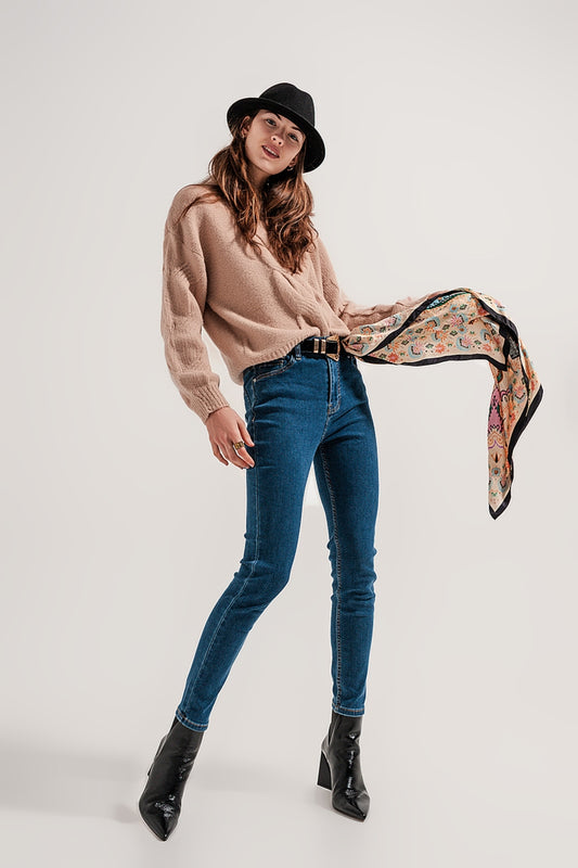 Q2 Vaqueros super skinny con lavado azul medio