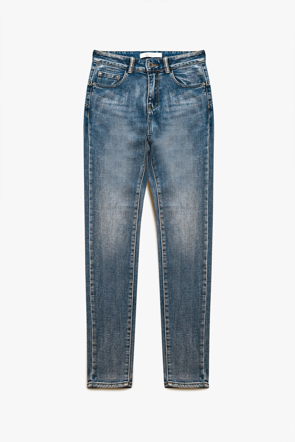 Vaqueros super skinny de talle alto en azul vintage lavado a la piedra Q2