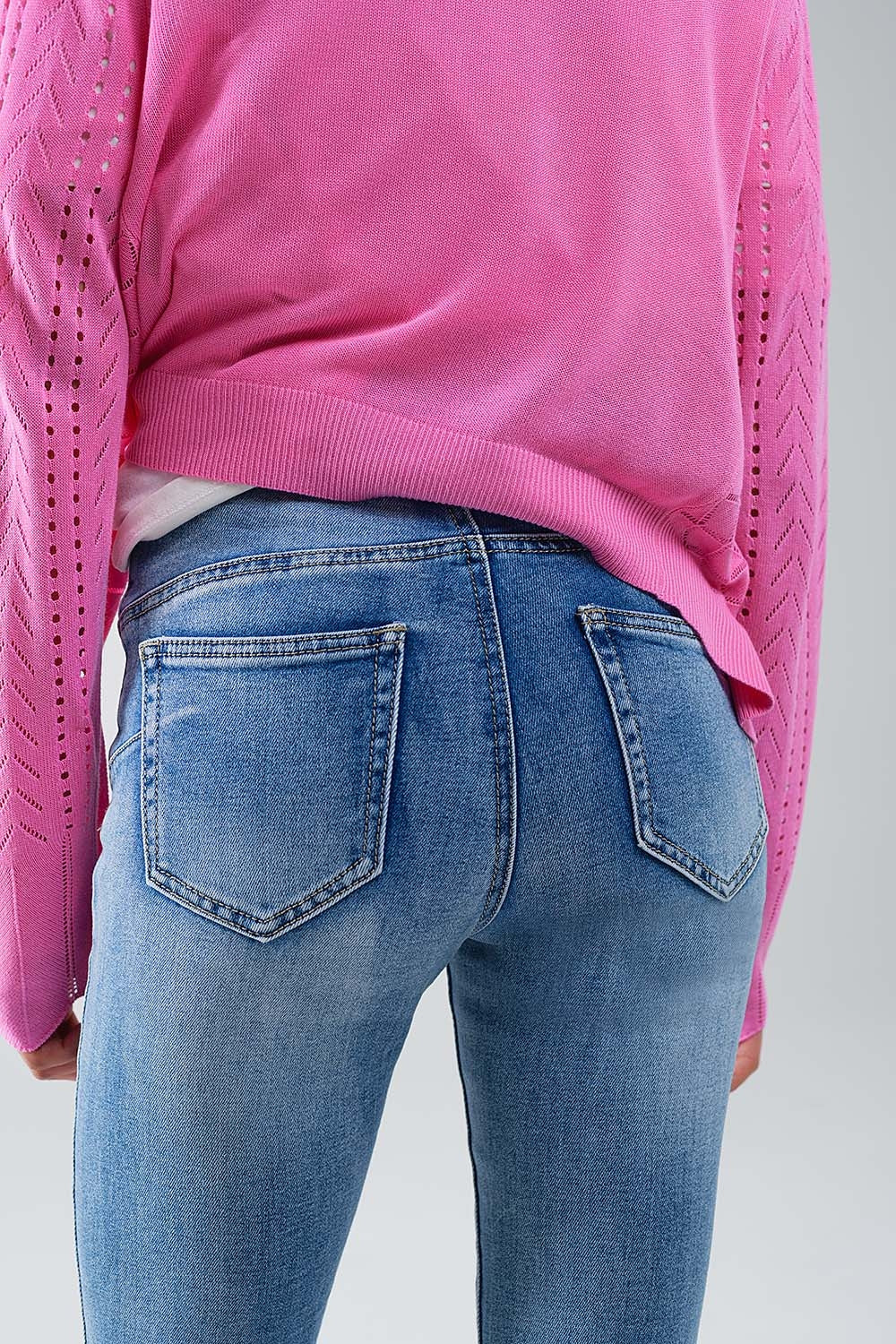 Vaqueros super skinny de talle alto en azul vintage lavado a la piedra Q2