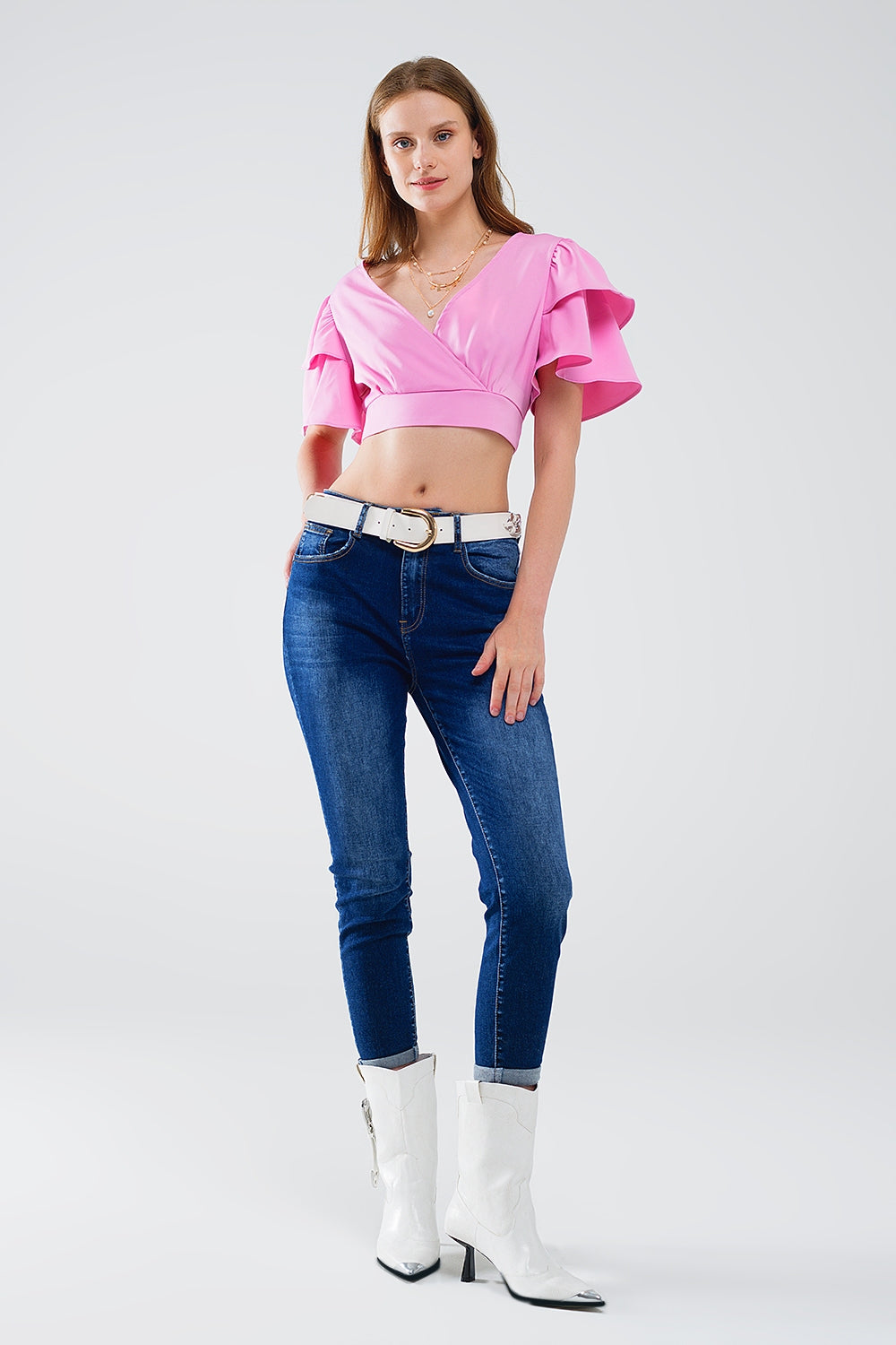 Vaqueros super skinny lavado oscuros de denim elástico Q2