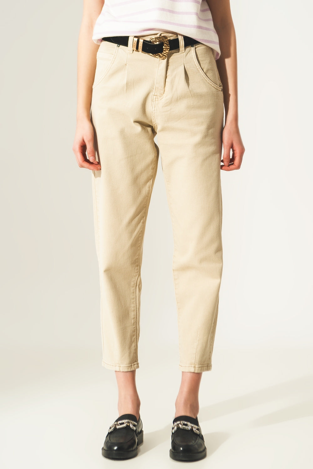 Vaqueros tobilleros en beige Q2