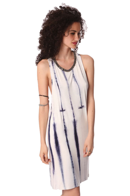 Q2 Vestido camisola efecto teñido azul