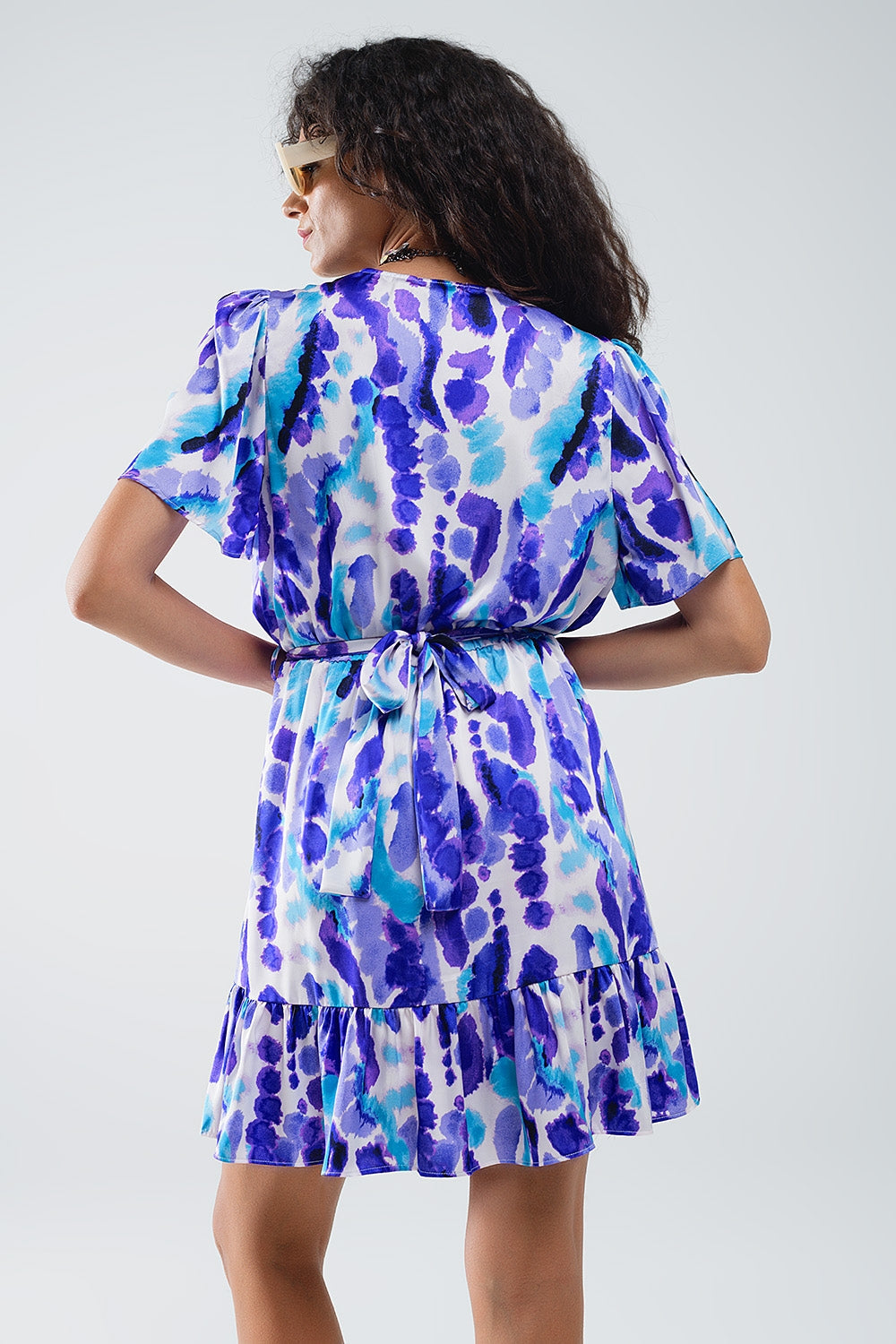 Vestido corto de tirantes azul y morado Q2
