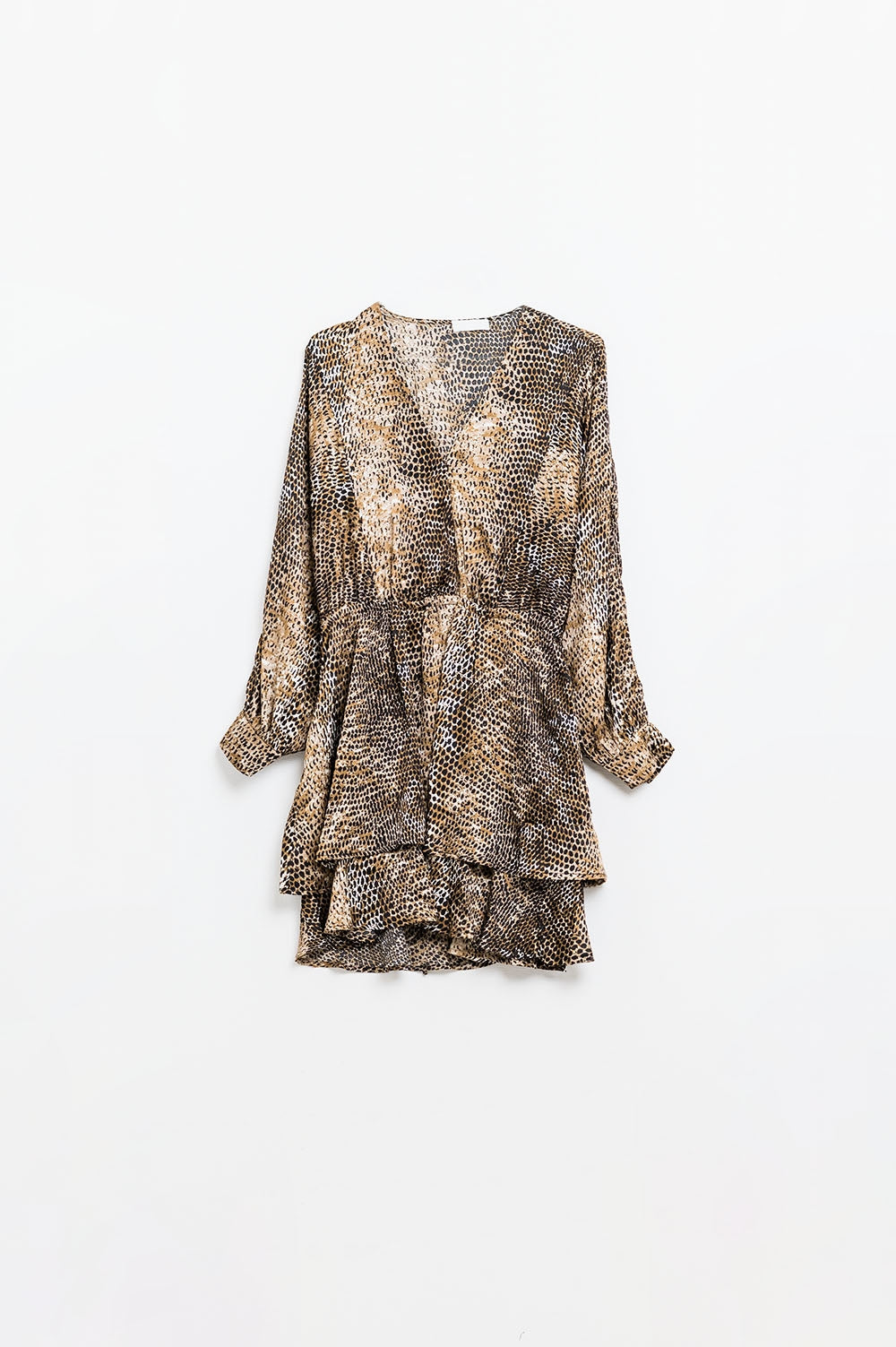 Vestido de gasa con estampado de leopardo marrón Q2