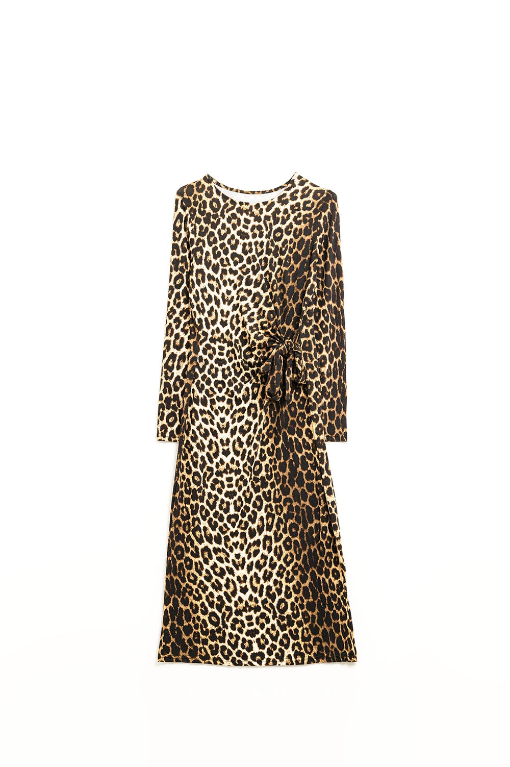 Vestido de Spandex con estampado de leopardo y detalle de lazo Q2