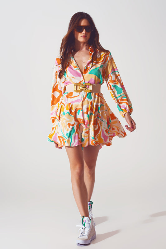 Q2 Vestido estampado psicodélico en multicolor
