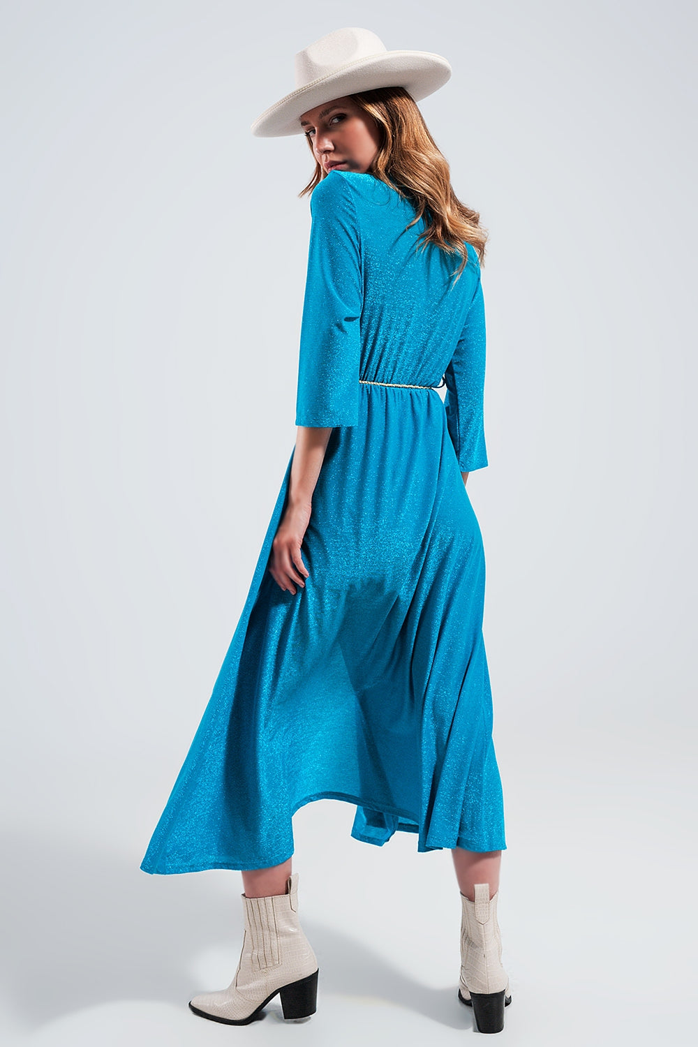 Vestido maxi en color azul brillante Q2