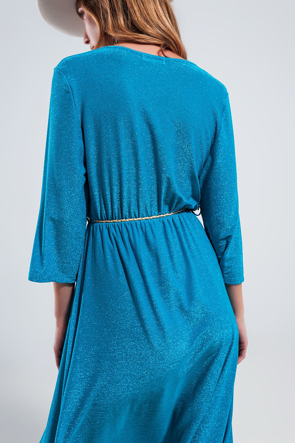 Vestido maxi en color azul brillante Q2