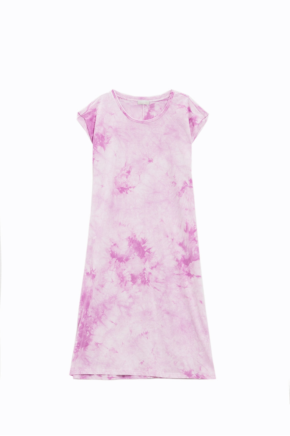 Vestido Midi Camisa Teñido Anudado en Rosa Q2