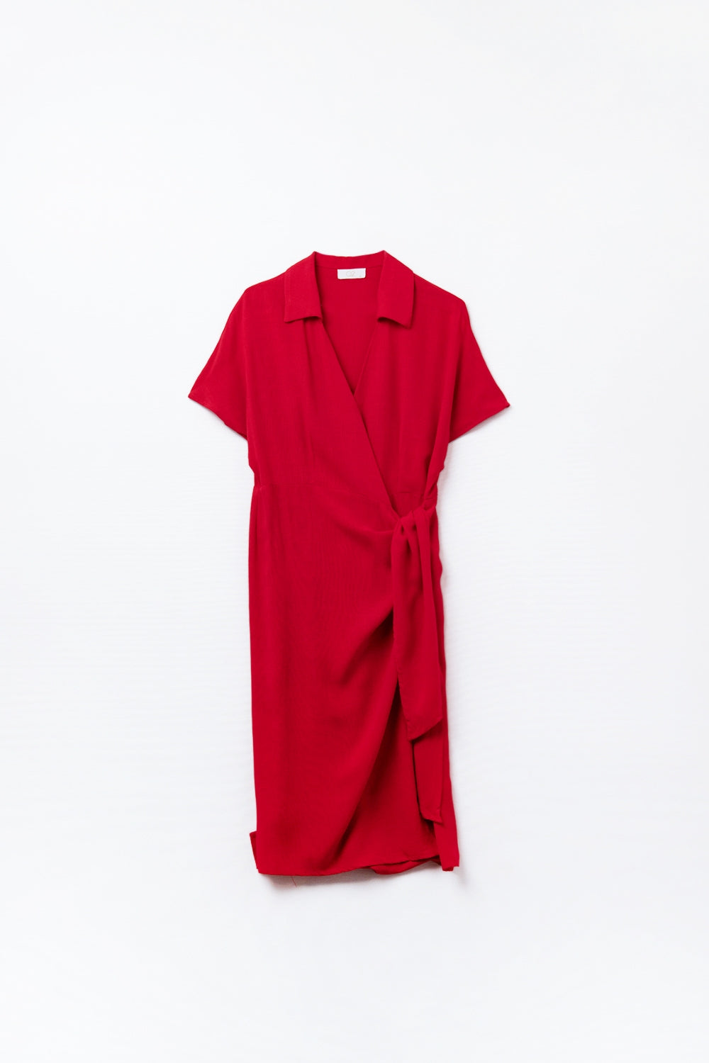 Vestido midi rojo con lazo lateral Q2