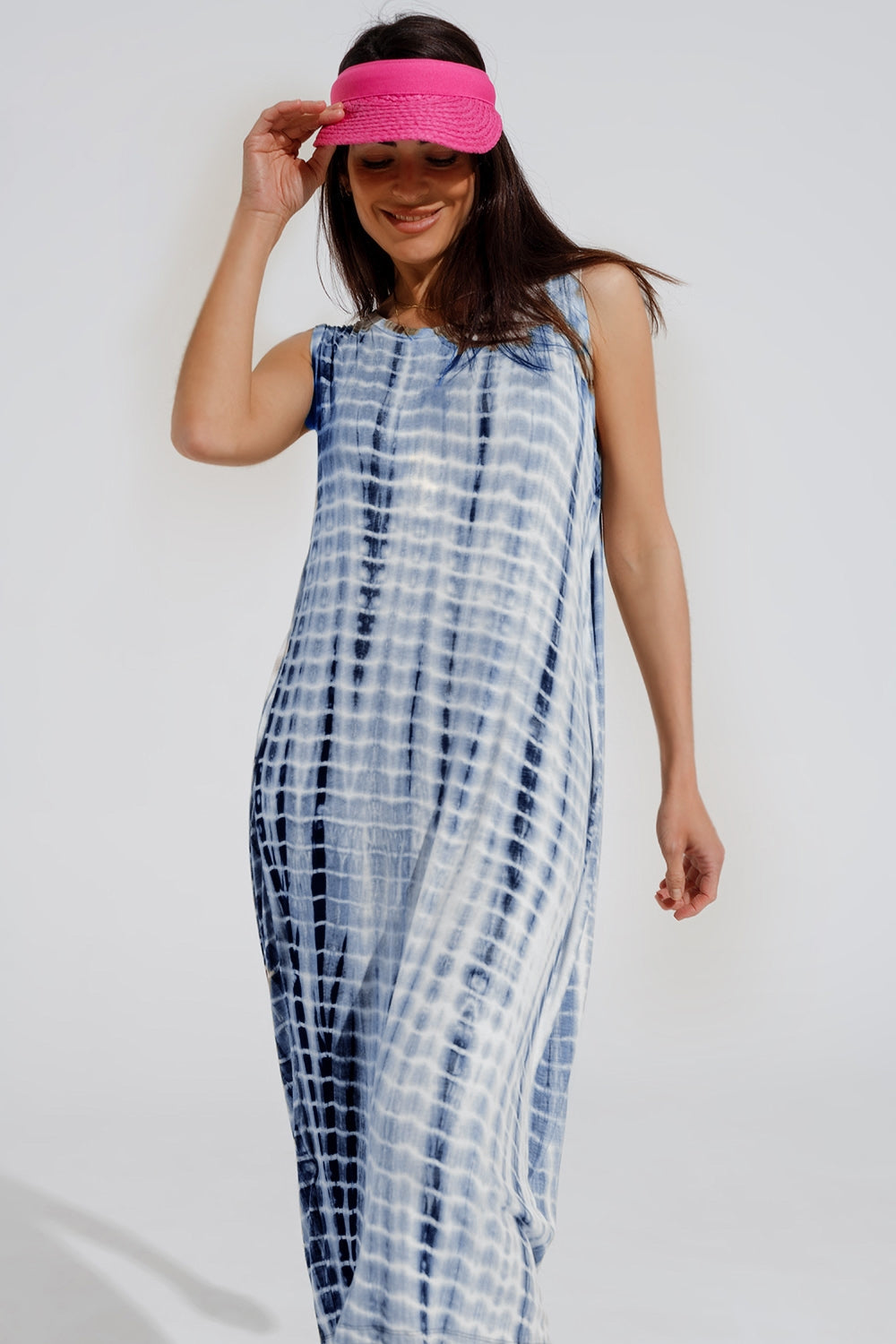 Vestido relajado maxi Tie dye en tonos azules Q2