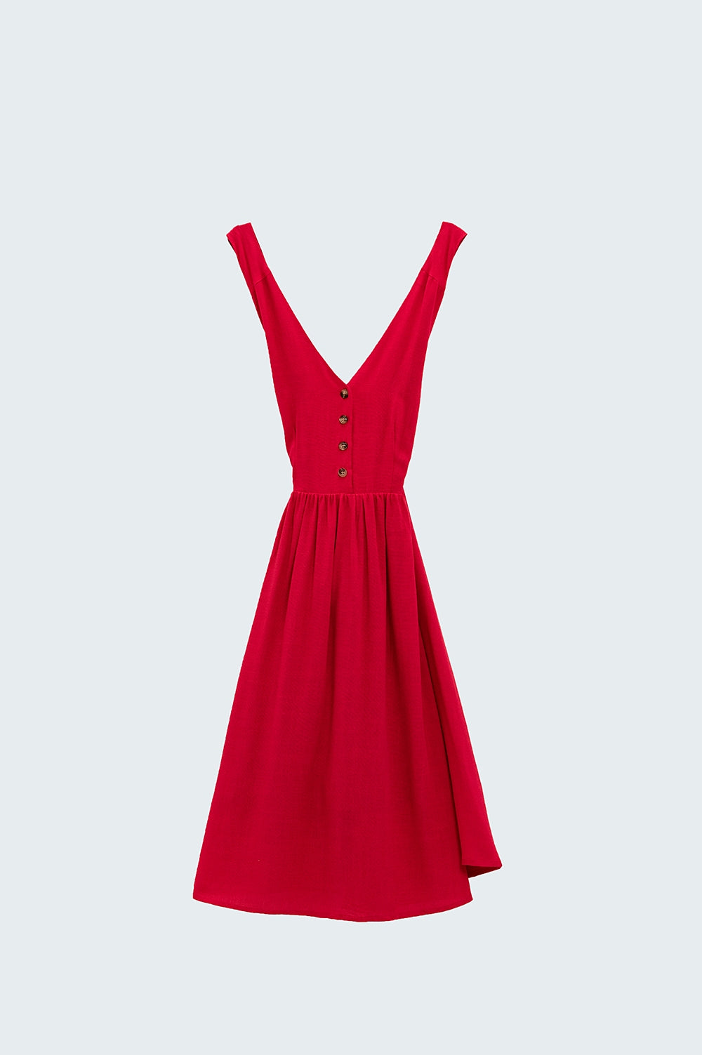 Vestido rojo con detalle de botones Q2