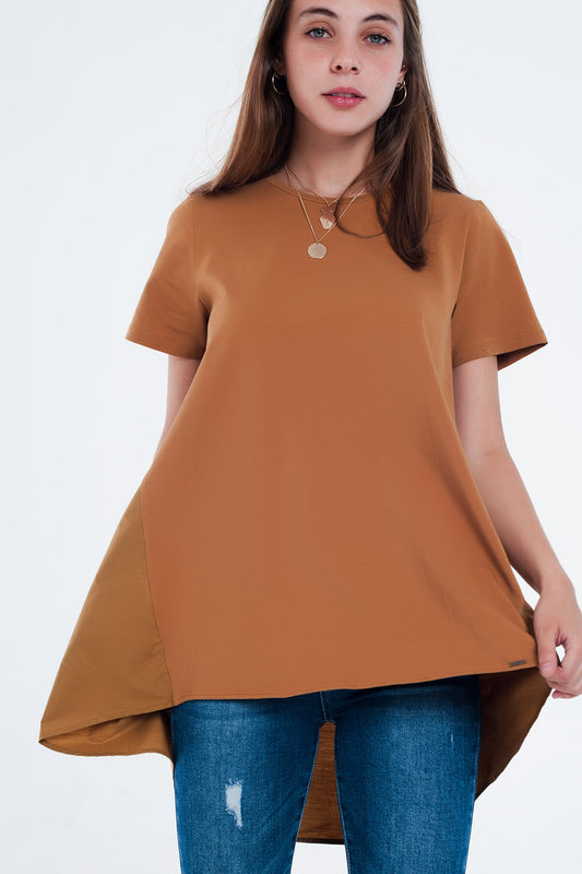 Q2 Vestido tipo camiseta en marron