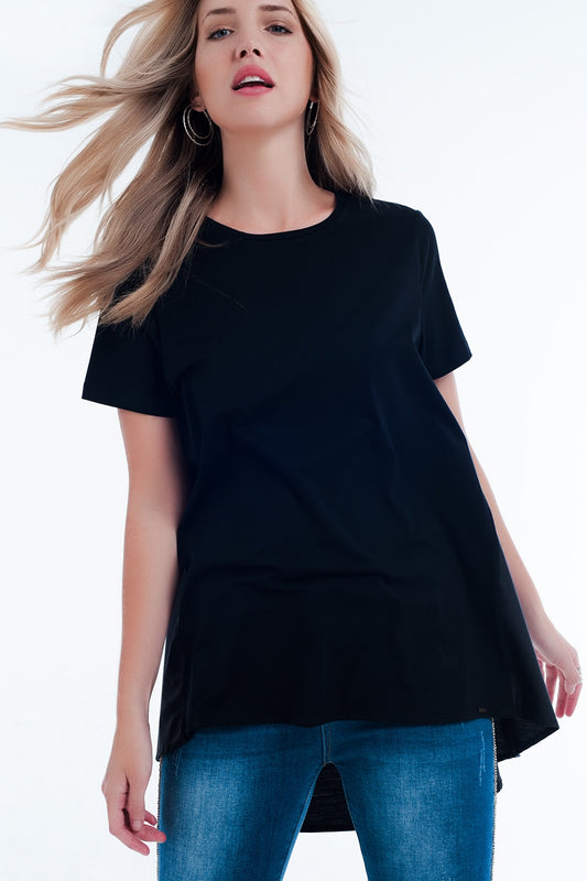 Q2 Vestido tipo camiseta en negro